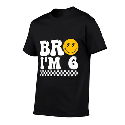 Kids Bro I’m 6 Groovy 6th Birthday 6 Year Old Birthday  Eco-friendly Material T-Shirt
