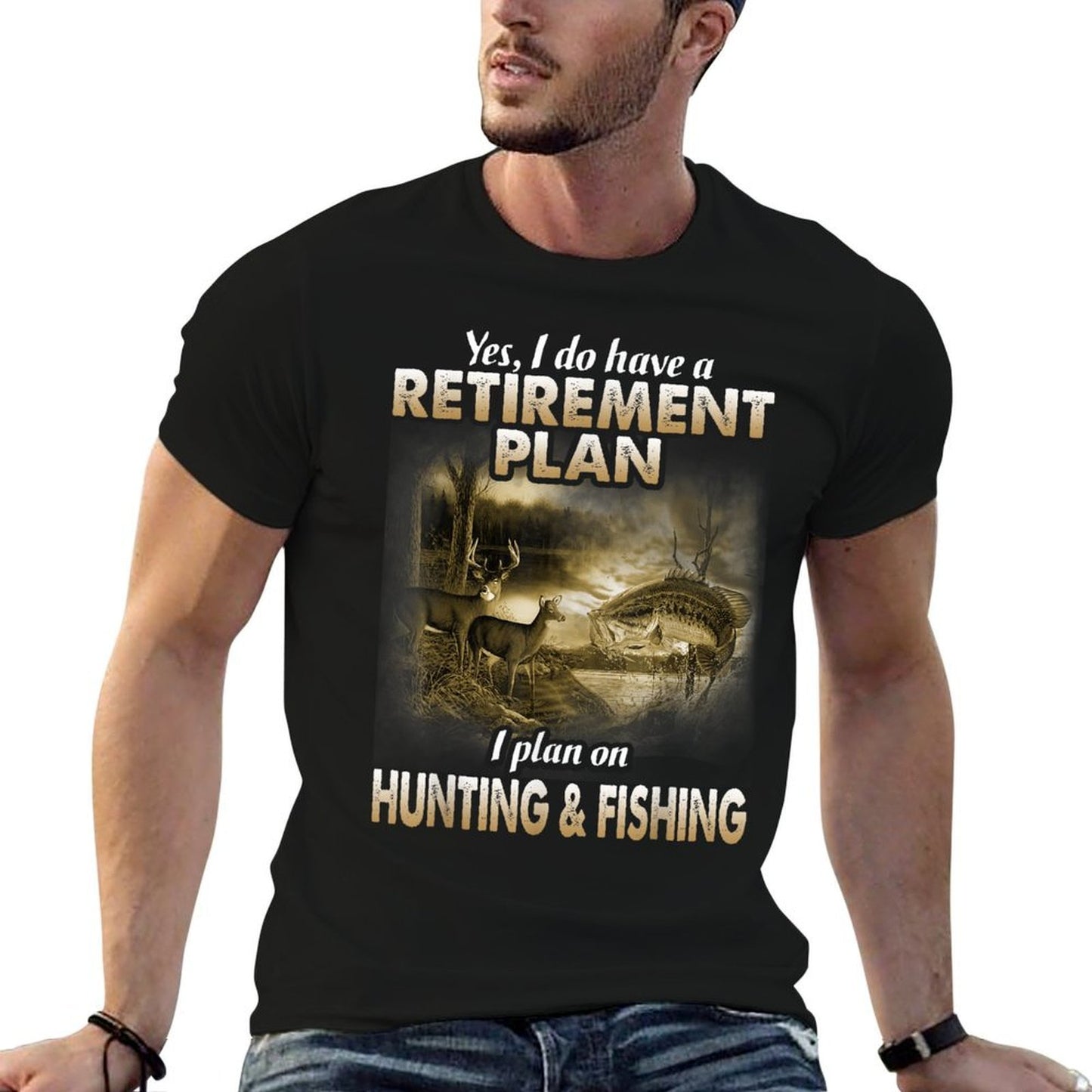 My Retirement Plan Hunting Fishing Hunters Grandpa Fun Gift  Trendy Pattern T-Shirt