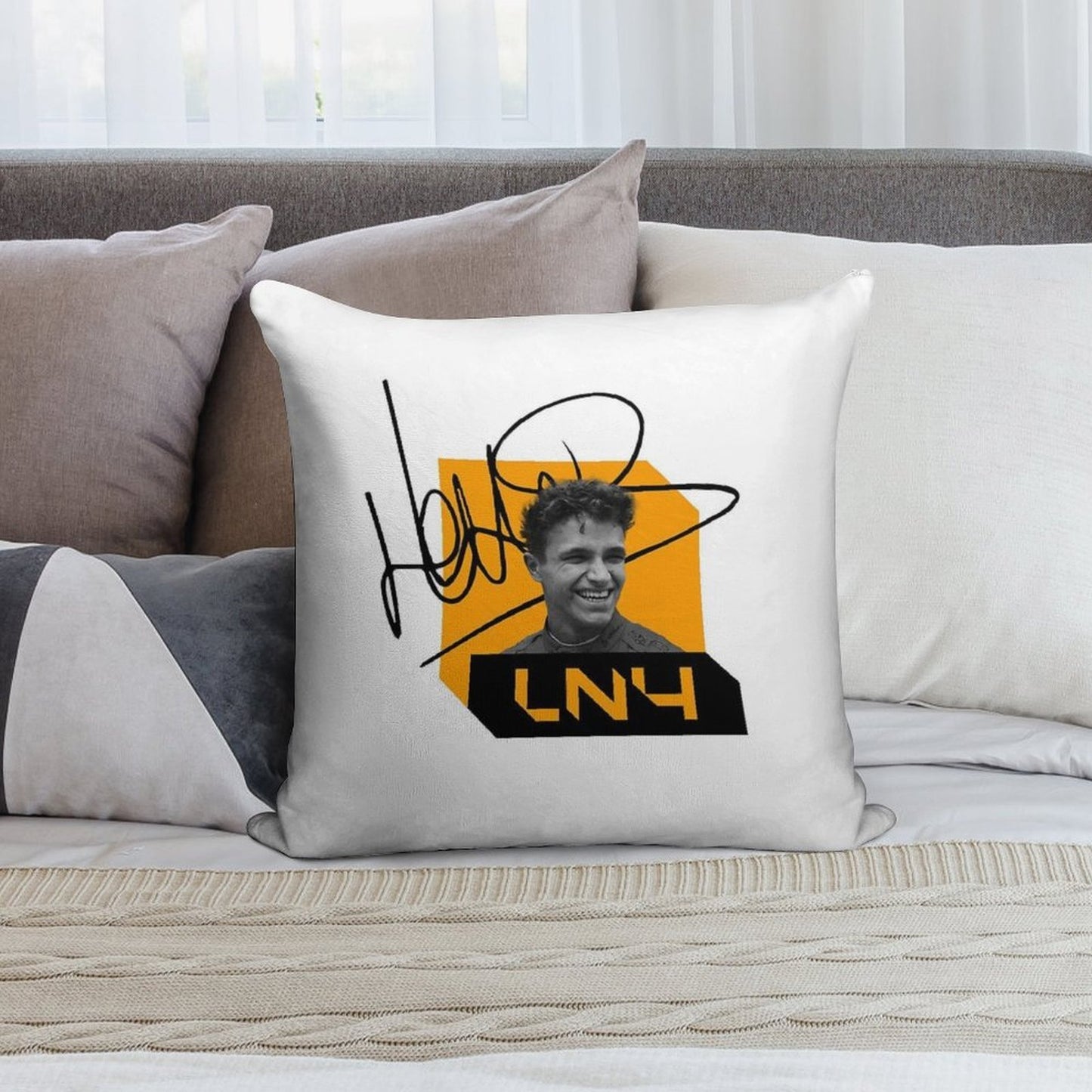 Lando Norris Signature Black Soft Style Accent Throw Pillow