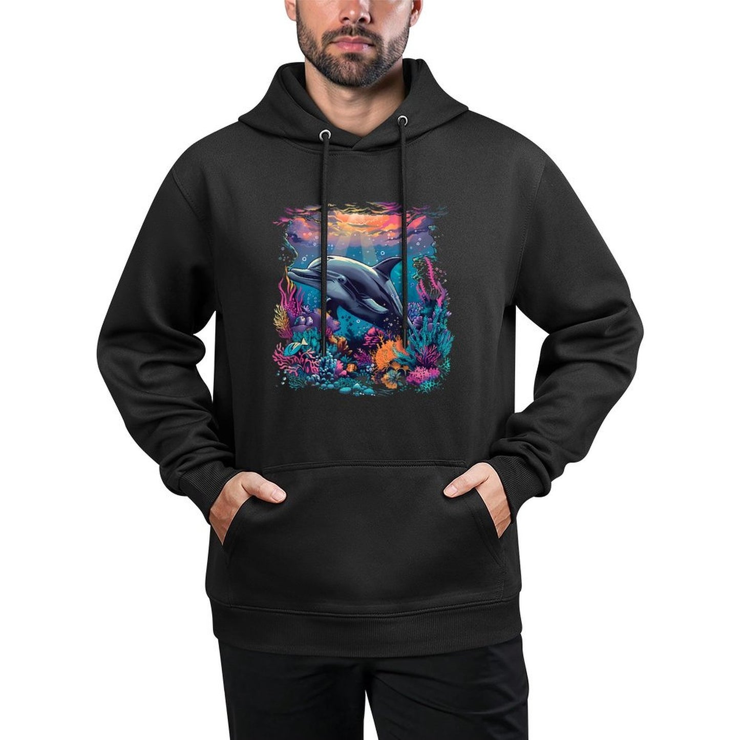 Dolphin Marine Sea Ocean Animal Motif Dolphin Lover Casual Wear Hoodie
