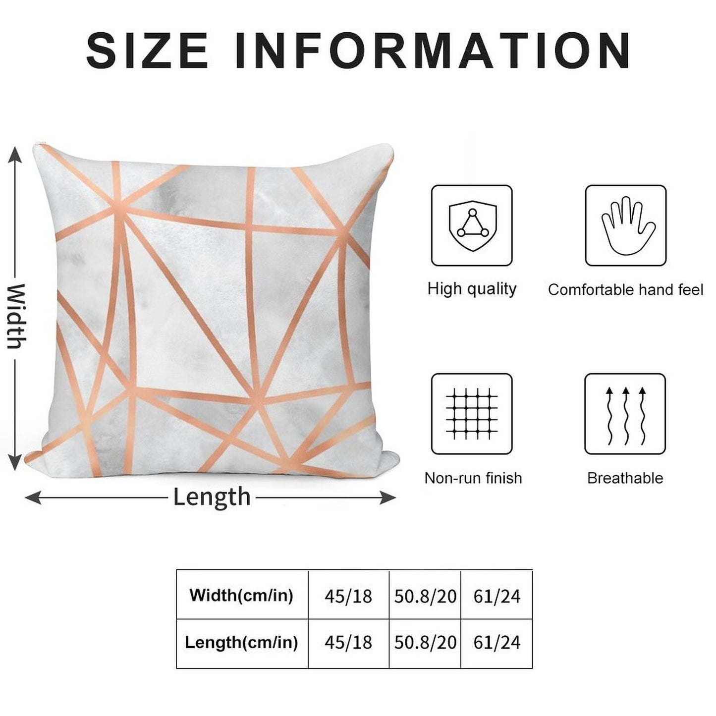 White & Copper Geo Soft Fade-Resistant Throw Pillow