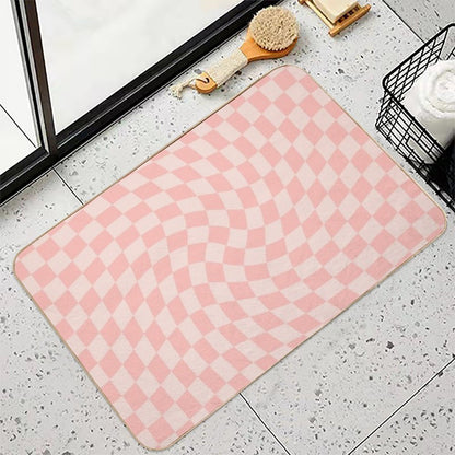 Check VII - Pink Twist  Non-Slip Bath Mat
