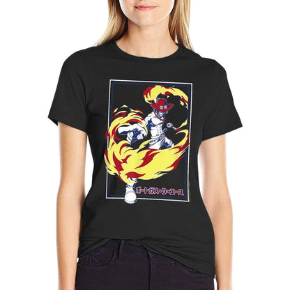 One Piece Anime Fire Fist Ace Frame  Wrinkle-resistant T-Shirt