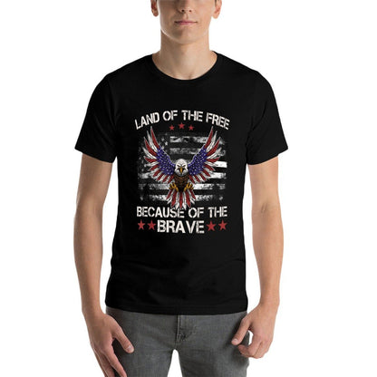 America Eagle  Land of The Free Because of The Brave  High-quality Stitching T-Shirt
