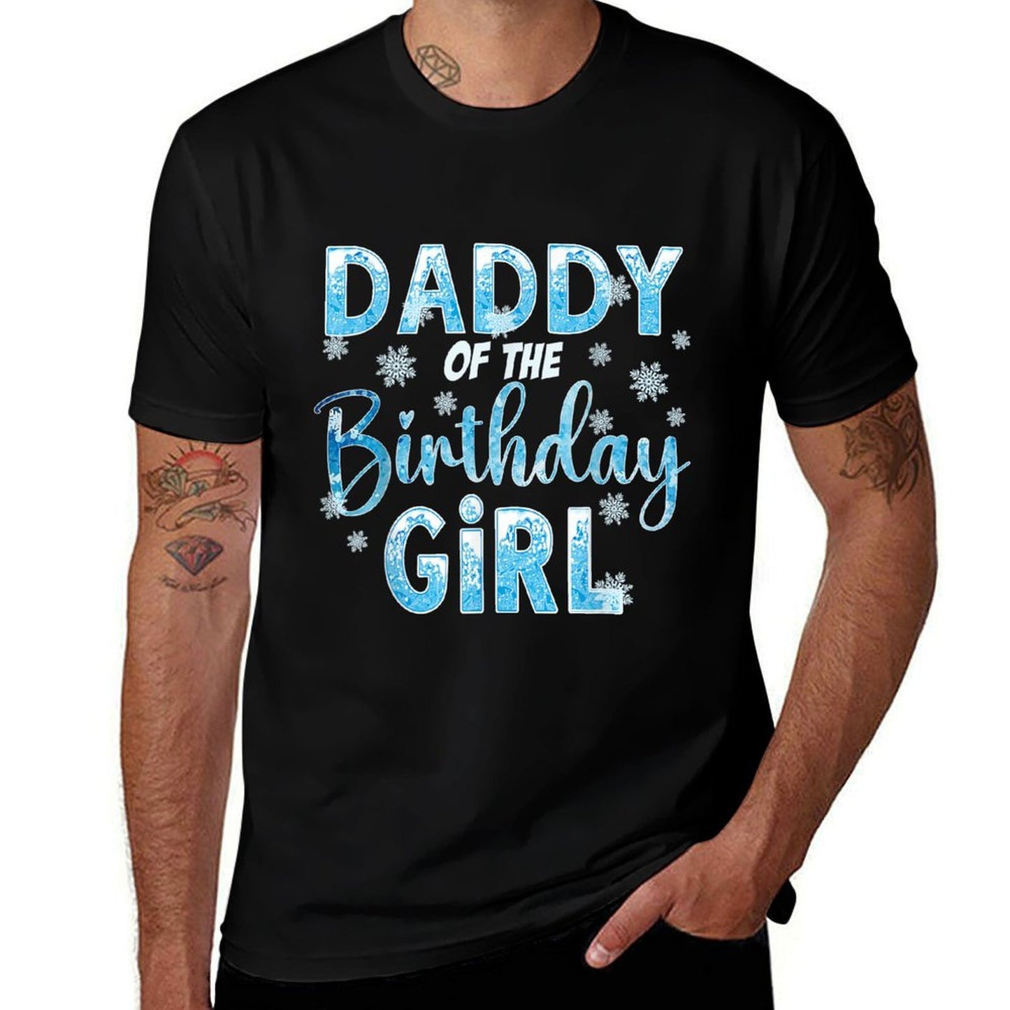 Daddy Of The Birthday Girl Snowflakes Themed Matching  Affordable Price T-Shirt