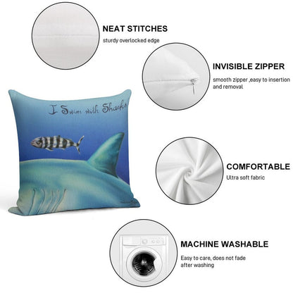 Pilot Fish I Swim with Sharks Soft High-Density Material Throw Pillow