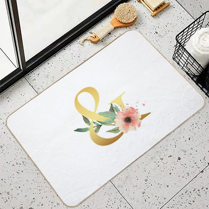 Floral Gold Monogram & Letter Art Ampersand  Long-Lasting Bath Mat