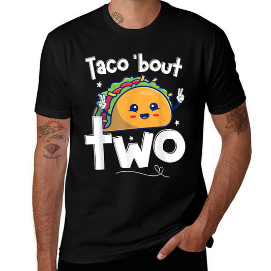 Cute 2 Year Old Boys Girls 2nd Second Birthday Taco Bout Two  High-quality Stitching T-Shirt