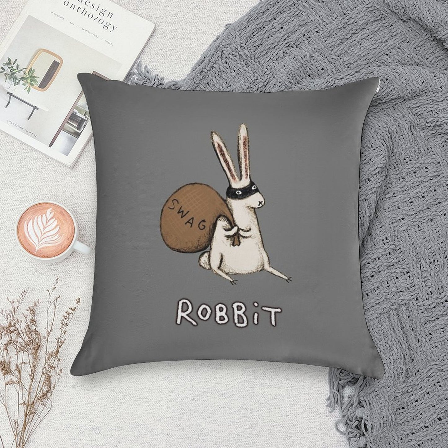 Robbit Soft High-Density Material Throw Pillow