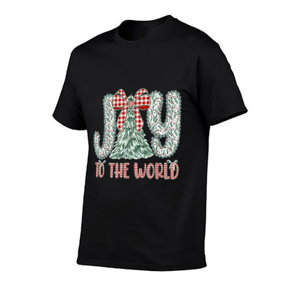 Joy to The World Jesus Christian Christmas Xmas Tree Holiday  Rolled Sleeves T-Shirt