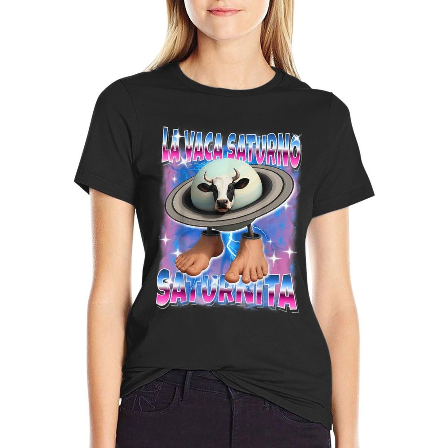 La-Vaca-Saturno-Saturnita Italian-Brainrot AI Generated Kids  Fade-proof Color T-Shirt