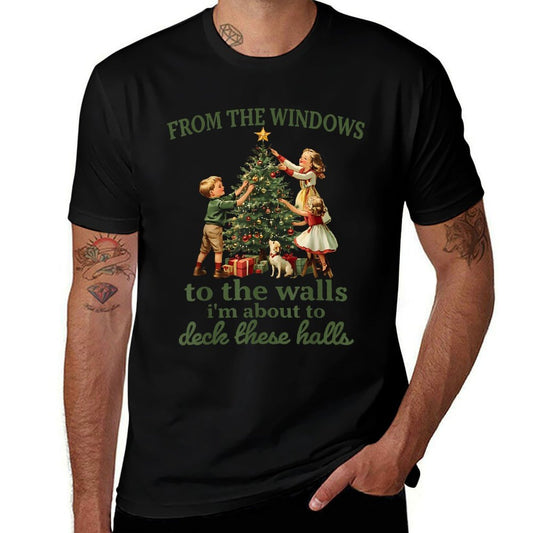 Funny Christmas from The Windows to The Walls Im About to  Ribbed Collar T-Shirt