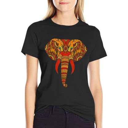 Trendy Elephant Tribal - Indian Colorful Mandala Tribal Art  Lightweight T-Shirt