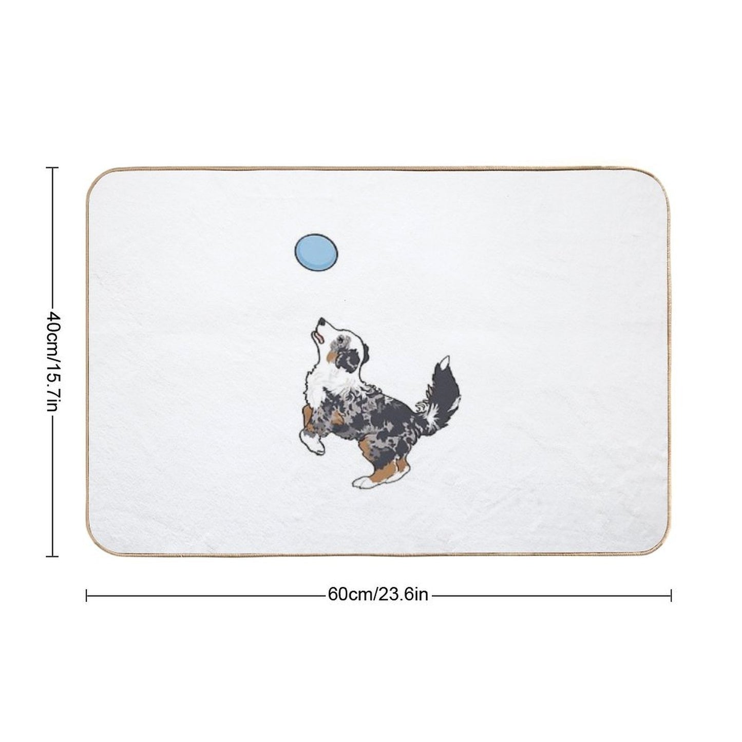 Blue Merle Aussie Dog Playing Frisbee  Blue Merle Australian Shepherd  Rapid-Drying Bath Mat