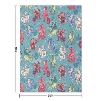 Chromatic Dragons in Teal Durable Throw Blanket
