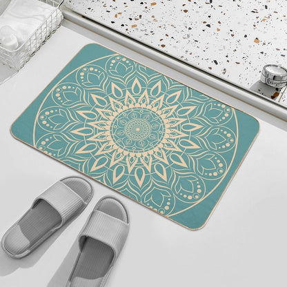 Turquoise And Yellow Mandala III  Odorless Bath Mat