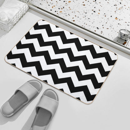 Black And White ZIG-ZAG  Easy To Clean Bath Mat