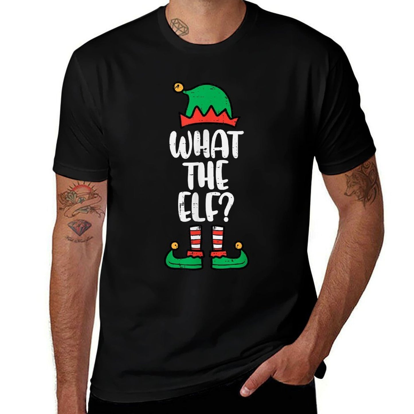 Christmas What The Elf Funny Xmas Matching Men Women Kids  Relaxed-fit T-Shirt