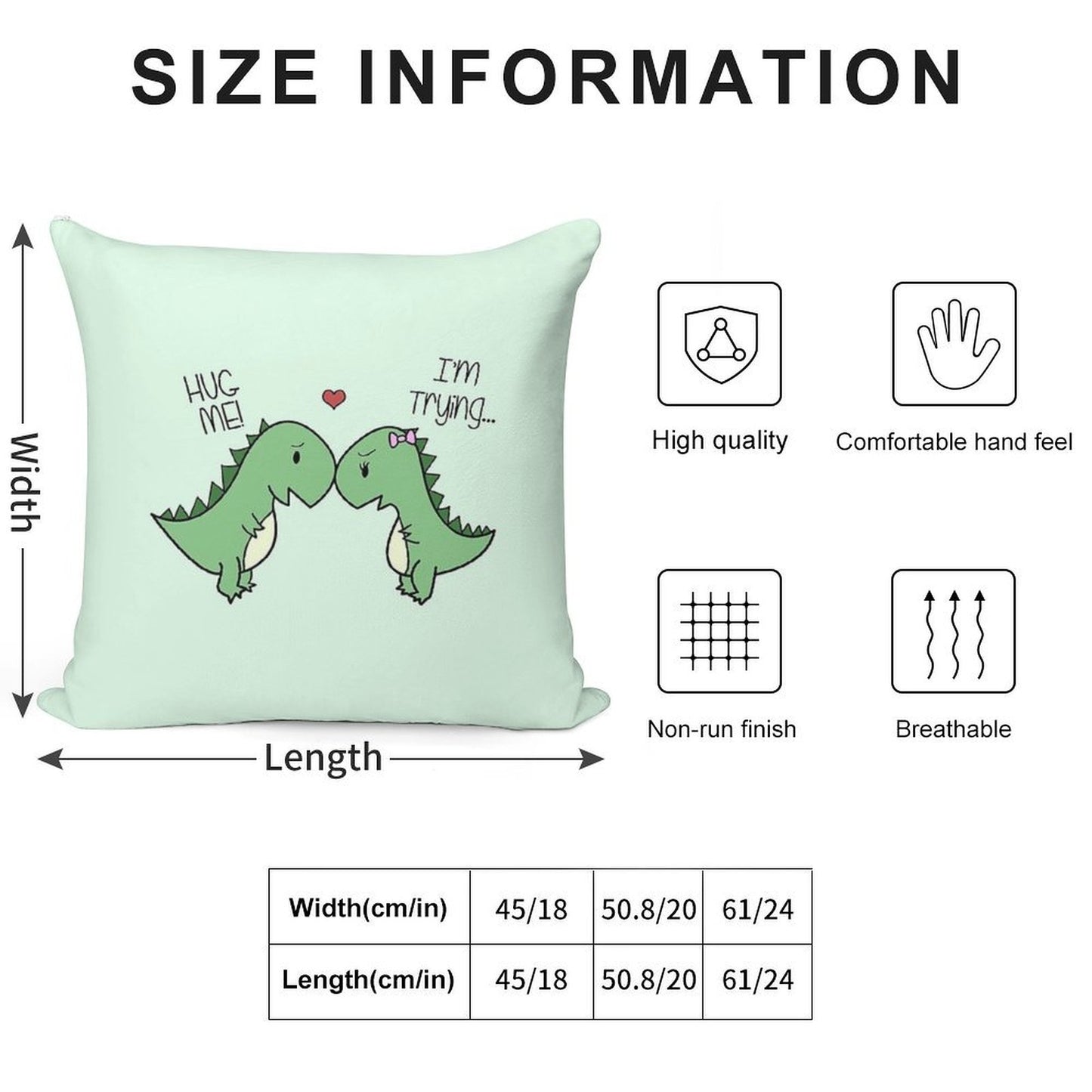 Dino Love! (Hug Me!) Soft Durable Construction Throw Pillow