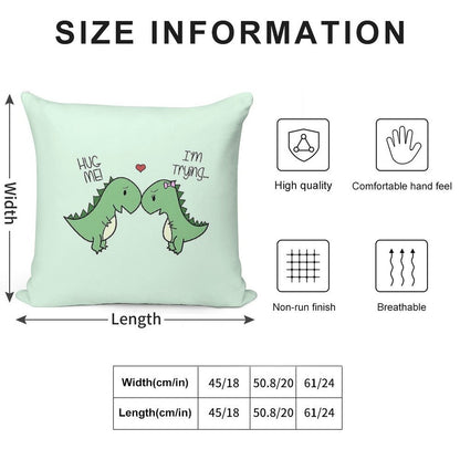 Dino Love! (Hug Me!) Soft Durable Construction Throw Pillow