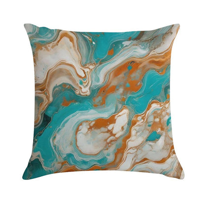 Turquoise Marble Texture With Light Earth Soft Gift Ready Throw Pillow