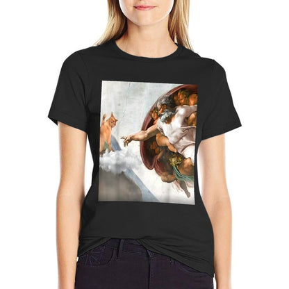 Funny Creation of Cat Meme, by Michelangelo Men Women  Vintage-inspired T-Shirt