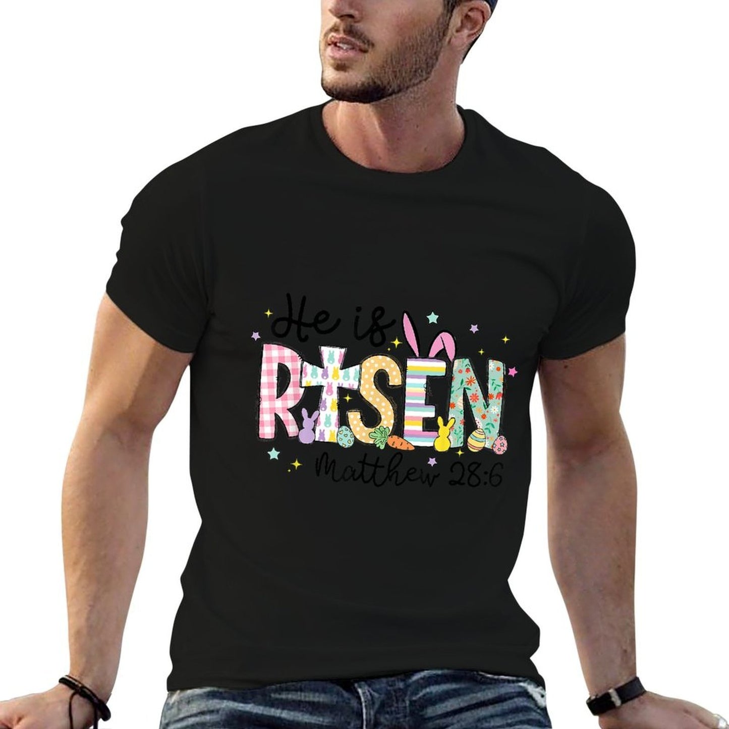 He Is Risen Jesus Christian Happy Easter Women Kids Girls  Wrinkle-resistant T-Shirt