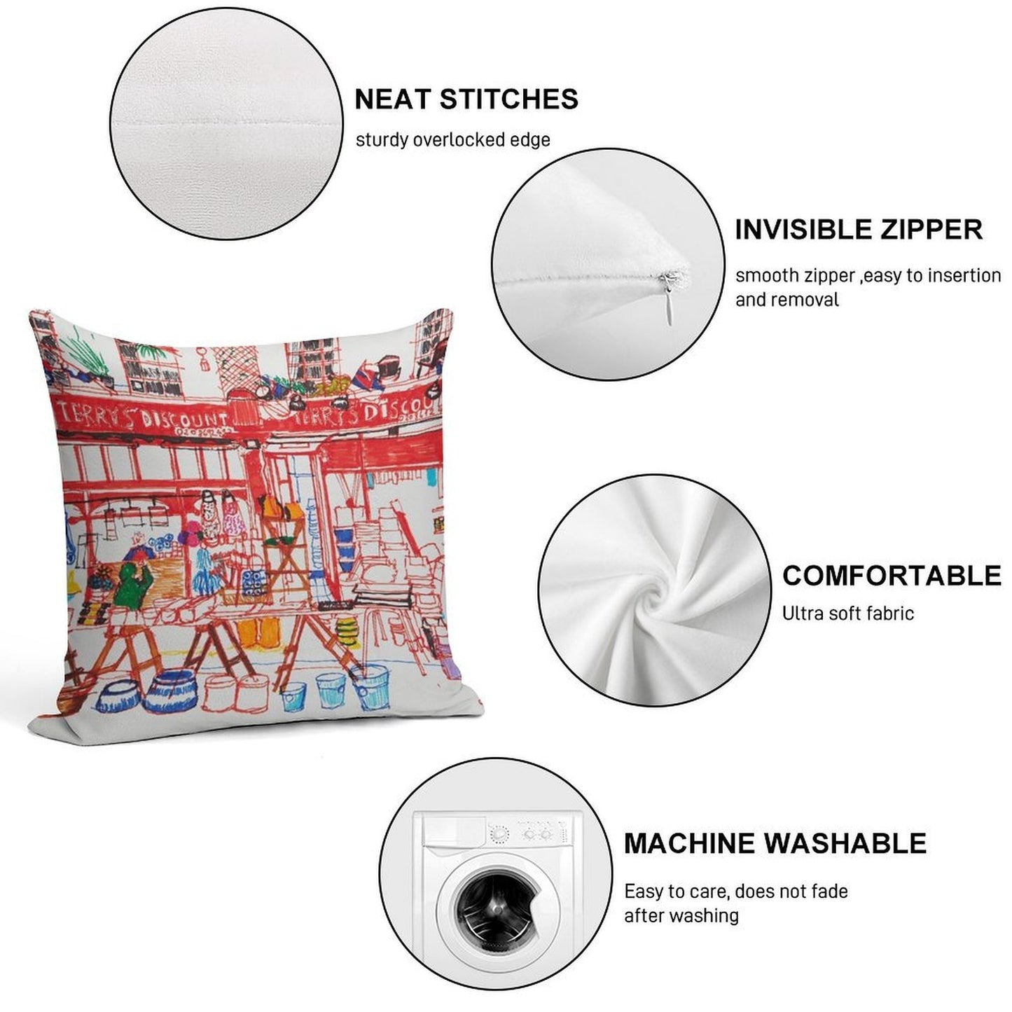 Terry's Discount Store, Deptford Soft Easy Maintenance Throw Pillow