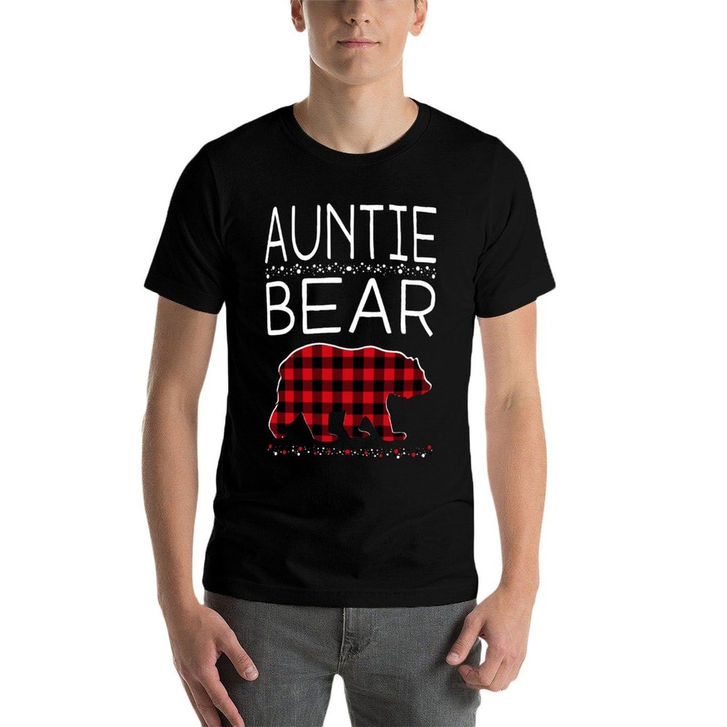 Auntie Bear Christmas Pajamas Matching Family Plaid Women  Lightweight T-Shirt