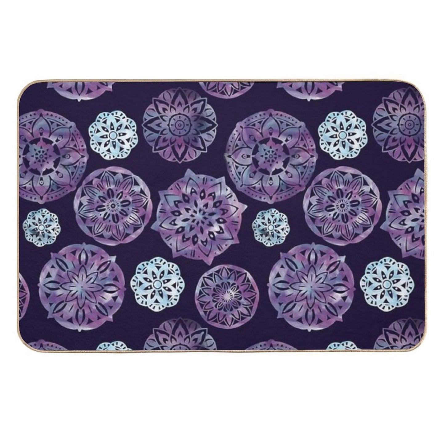 Watercolor Mandala Digital Drawing  Repositionable Bath Mat