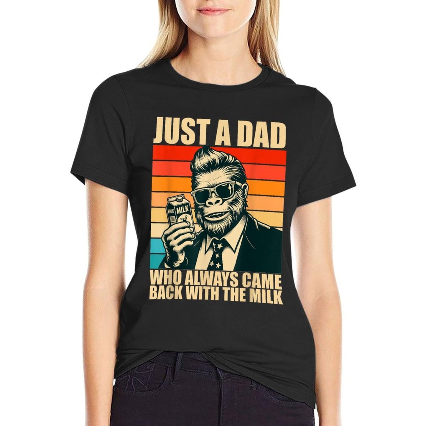 Just A Dad Who Always Came Back With The Milk Bigfoot Papa  Polyester Blend T-Shirt