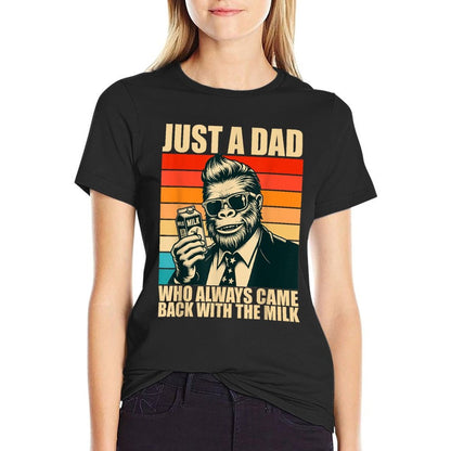 Just A Dad Who Always Came Back With The Milk Bigfoot Papa  Polyester Blend T-Shirt