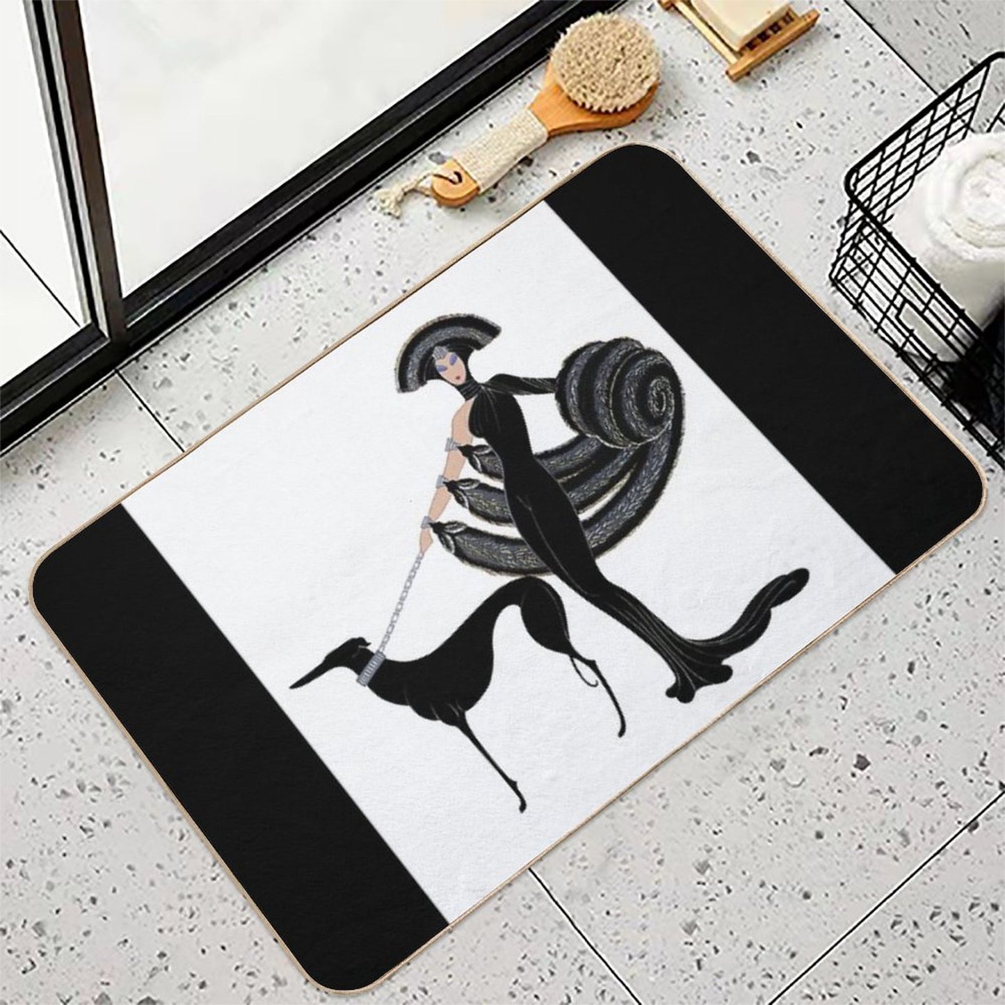 Art Deco Era Haute Couture Fashion Illustration Durable Bath Mat