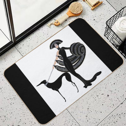 Art Deco Era Haute Couture Fashion Illustration Durable Bath Mat