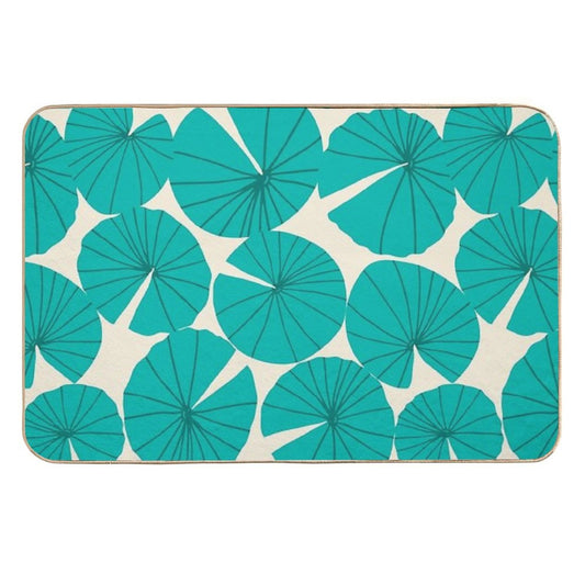 Lilypads Pond Waterlily Leaves in Teal  Odorless Bath Mat