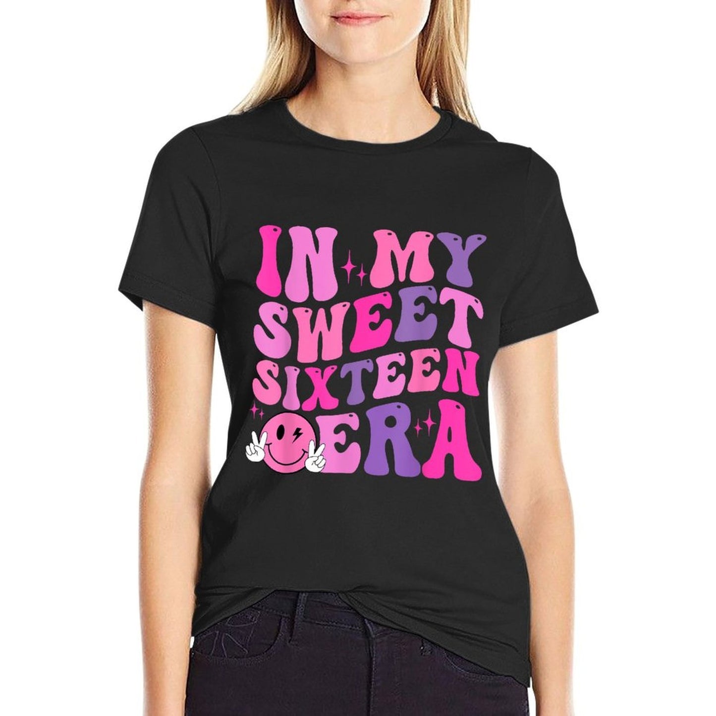 In My Sweet Sixteen Era Groovy Retro Boy Girl 16th Birthday  Moisture-wicking T-Shirt