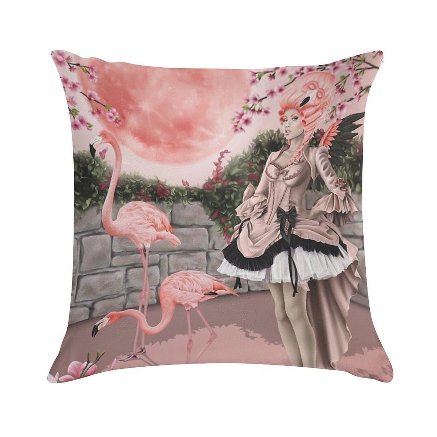 Flamingo Fairy - Pink Moon Soft Home Decor Throw Pillow