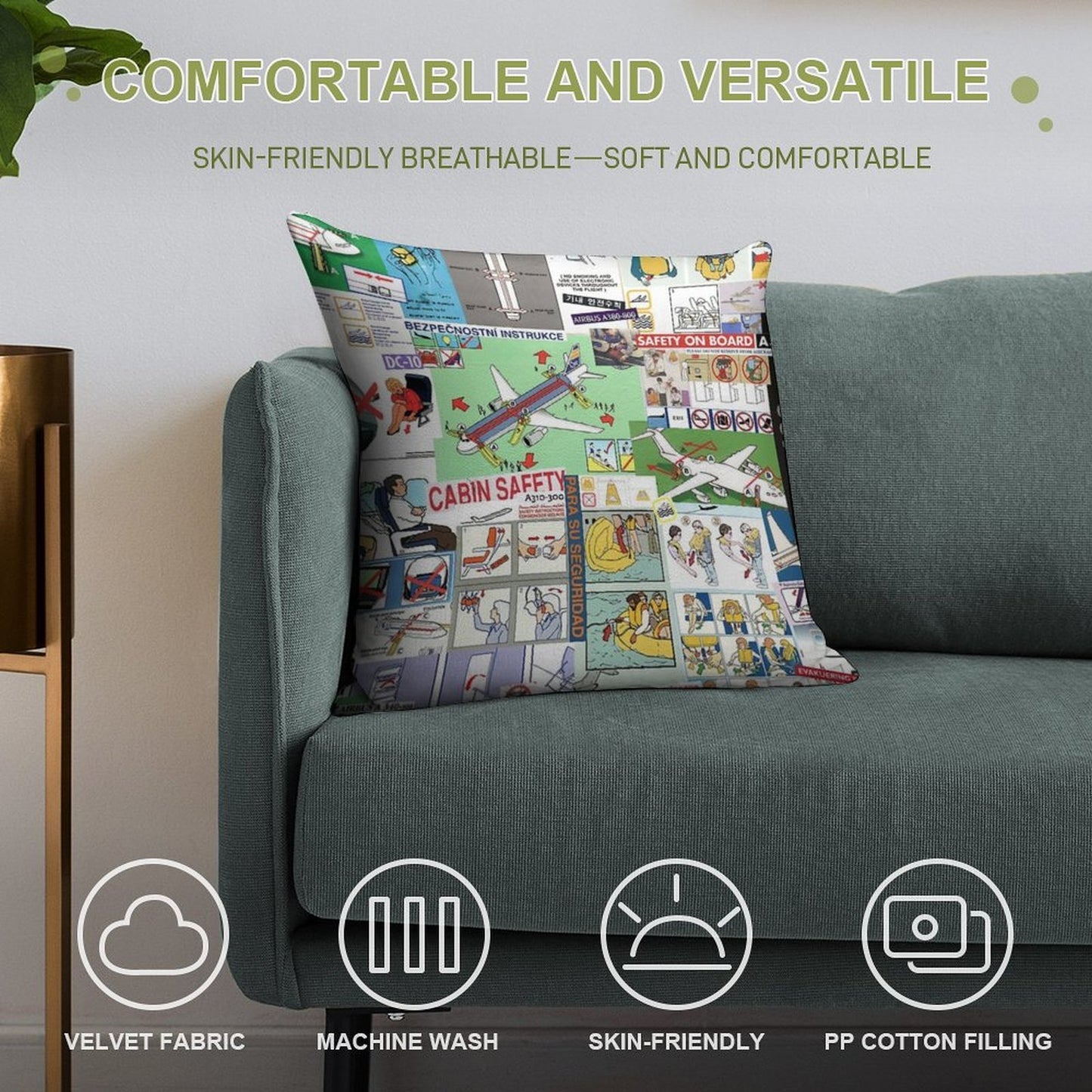 For Your Safety - Collage Soft Gift Ready Throw Pillow