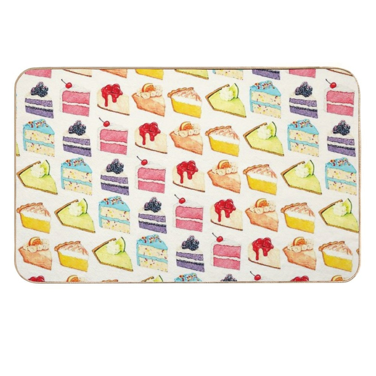 Rainbow Cakes & Pies Pattern  Stain-Proof Bath Mat