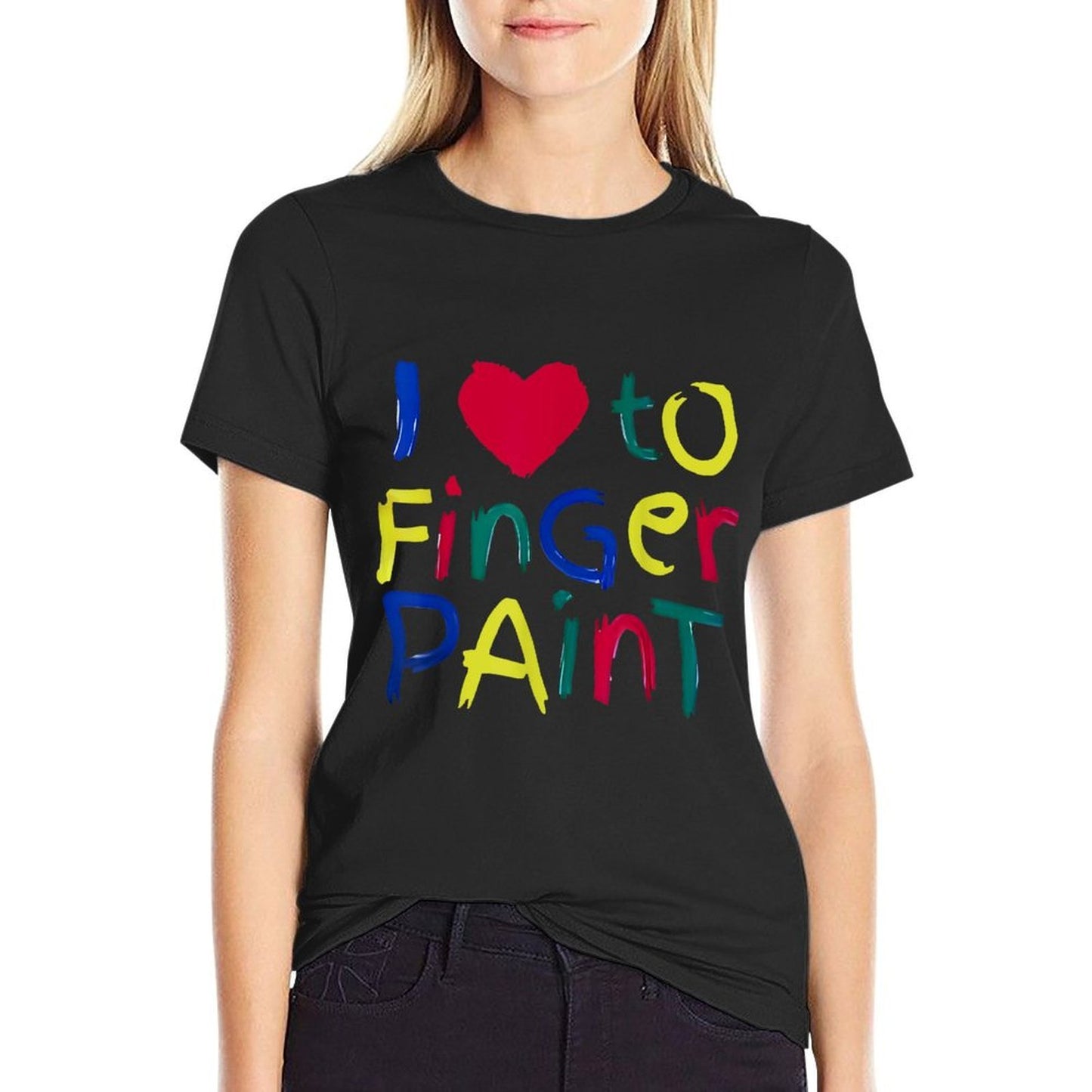 I Heart Love To Finger Paint I'm Paint Cute Couple Valentine  Oversized Silhouette T-Shirt