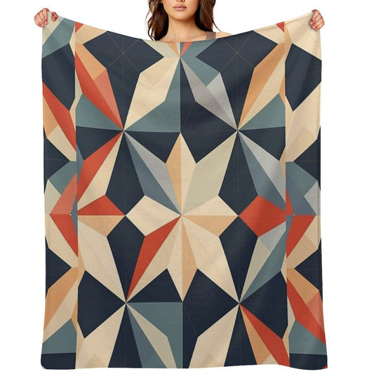 Graphic Retro Kaleidoscope Symmetrical Shapes in A Color Palette Easy Care Throw Blanket