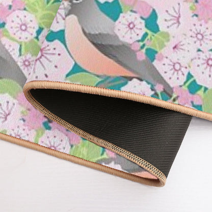 Conneticut State Flower And Bird  Non-Slip Bath Mat