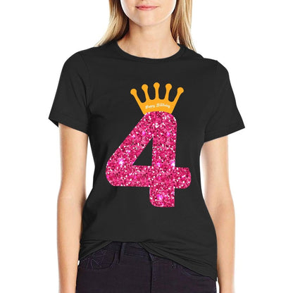 Happy Birthday, Girls 4th Party 4 Years Old Bday Premium  Heathered Texture T-Shirt