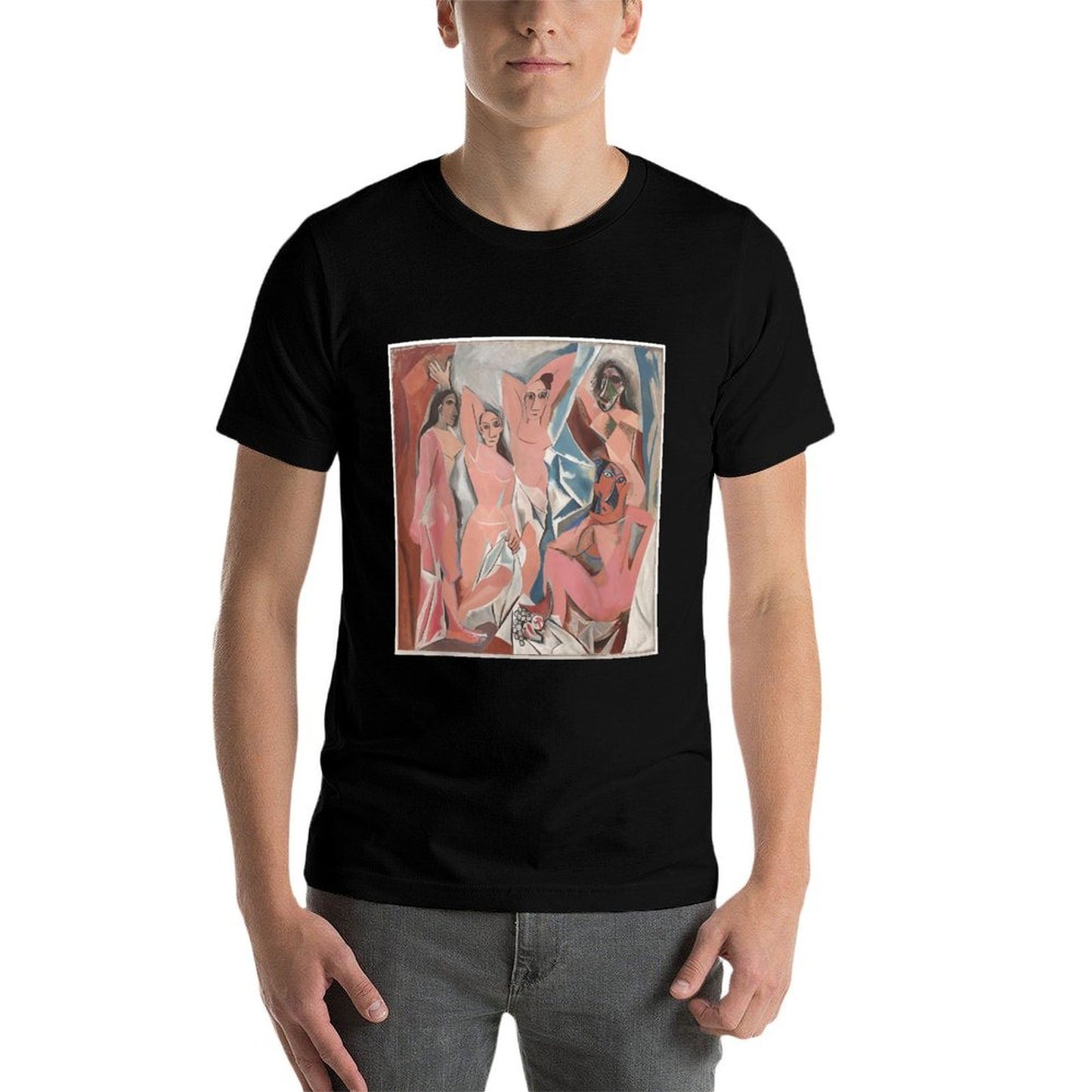 Les Demoiselles DAvignon Modern Art Painting  Ribbed Collar T-Shirt