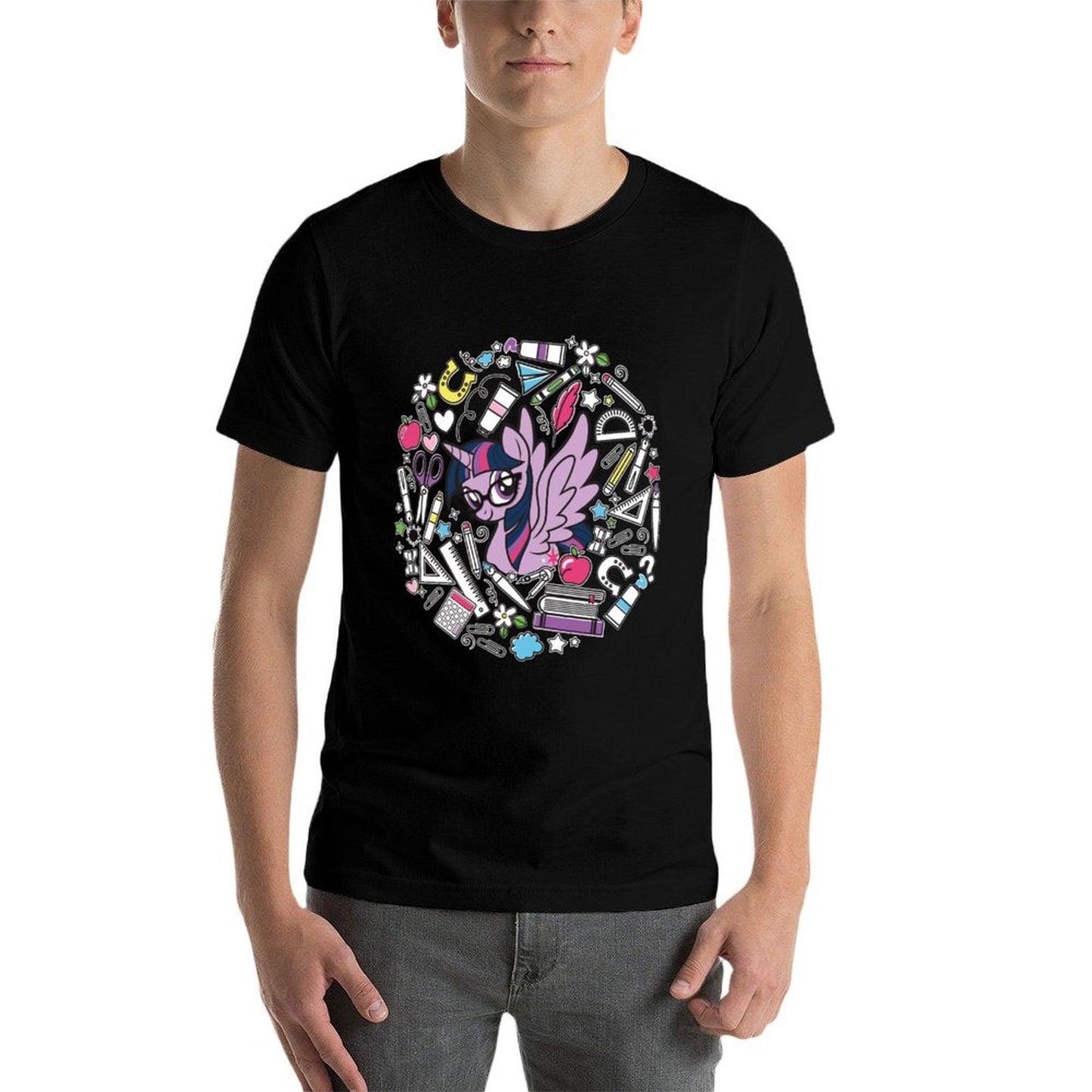 Twilight Sparkle Ready For School  Rolled Sleeves T-Shirt