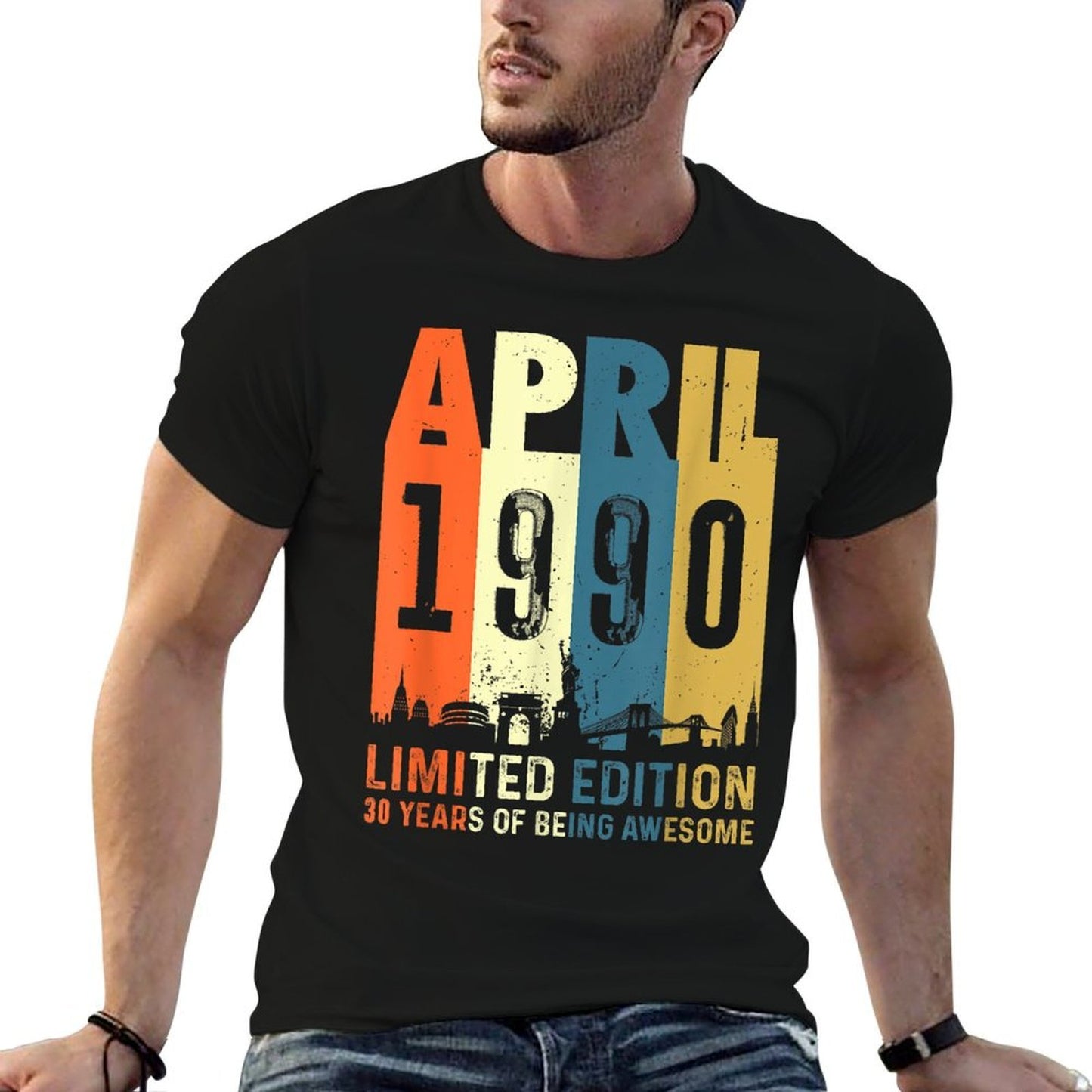 30 Limited Edition, Made in April 1990 30th Birthday  Heathered Texture T-Shirt