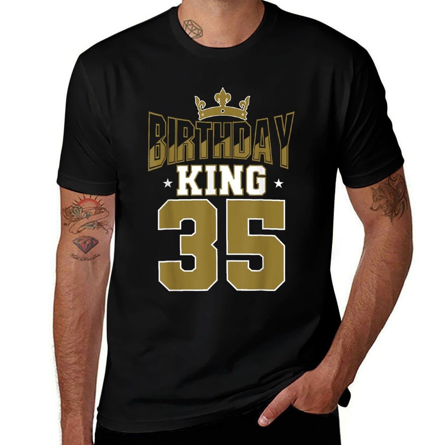 Birthday King 35 Bday Party Celebration 35th Royal Theme  Polyester Blend T-Shirt