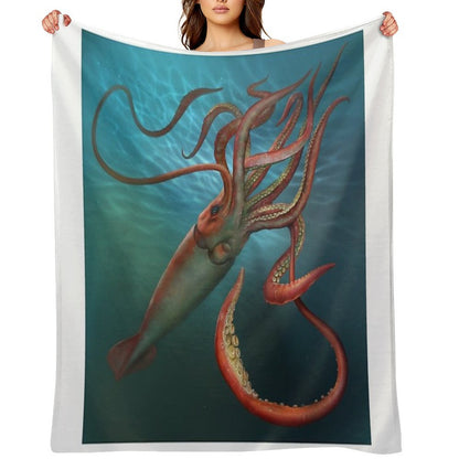 Giant Squid Plush Throw Blanket