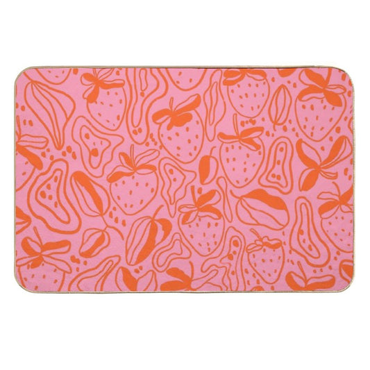 Pink Strawberries  Absorbent Bath Mat