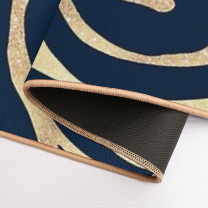 Elegant Navy Blue Gold Zebra Print  Multi-Purpose Bath Mat